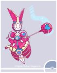  bunny_focus character_name commentary cosmopoliturtle creature english_commentary frown gen_7_pokemon grey_background highres holding holding_scepter magearna magearna_(original) mythical_pokemon no_humans pink_eyes pokemon pokemon_(creature) rabbit scepter simple_background solo 