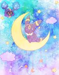  character_request clouds commentary_request crescent_moon gen_2_pokemon kemoribon moon pokemon sitting_on_moon star tail umbreon wings 