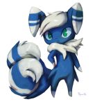  creature full_body gen_6_pokemon green_eyes highres meowstic meowstic_(male) no_humans pokemon pokemon_(creature) signature simple_background solo standing tyma_(mtymas) white_background 