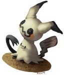  black_eyes commentary creature english_commentary full_body gen_7_pokemon mimikyu no_humans pinkgermy pokemon pokemon_(creature) shadow signature simple_background solo standing white_background 