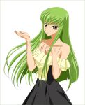  bare_shoulders brown_eyes c.c. cc code_geass frills green_hair highres long_hair vector_trace 