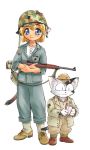  animal_ears blonde_hair blue_eyes cat_ears cat_tail ebifly gun helmet m1_carbine military military_uniform tail uniform weapon world_war_ii wwii 