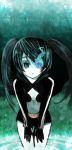  black&acirc;&tilde;&hellip;rock_shooter black_hair black_rock_shooter black_rock_shooter_(character) blue_eyes meisa midriff navel solo twintails 