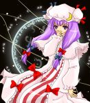  hat lco long_hair lowres magic_circle patchouli_knowledge purple_hair ribbon ribbons touhou 