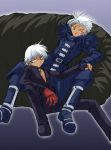  blue_eyes boots gloves k&#039; k' king_of_fighters krizalid lowres male sitting snk white_hair 