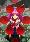  bad_id bunny_ears from_above frown highres long_hair looking_up necktie no_pupils purple_hair rabbit_ears red_eyes reisen_udongein_inaba shirt skirt solo stare touhou yu_65026 