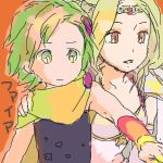  final_fantasy final_fantasy_iv girl green_hair leotard lowres oekaki rosa_farrell rydia tiara toisu young 