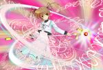  brown_eyes brown_hair hair_ribbon hair_ribbons magic magic_circle mahou_shoujo_lyrical_nanoha octagram raising_heart ribbon ribbons school_uniform staff star_of_lakshmi takamachi_nanoha 