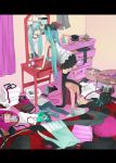  bedroom casual chest_of_drawers green_eyes green_hair gyoniku_sausage hatsune_miku letterboxed messy_room mirror nako13 table thigh-highs thighhighs twintails vanity vocaloid world_is_mine_(vocaloid) 