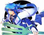  blue_hair houshin_engi long_hair polearm satomi_yoshitaka trident weapon youzen 