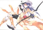  blue_hair boots bow bow_(weapon) gloves hat highres long_hair red_eyes scan sumi_keiichi weapon 