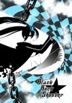  bad_id black&acirc;&tilde;&hellip;rock_shooter black_hair black_rock_shooter black_rock_shooter_(character) blue_eyes chain chains highres scar sword twintails weapon 