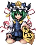  green_hair hat ribbon ribbons rod_of_remorse shikieiki_yamaxanadu short_hair touhou 