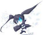  black_hair black_rock_shooter black_rock_shooter_(character) blue_eyes chibi cyprus navel scar solo twintails weapon 
