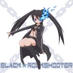  black&acirc;&tilde;&hellip;rock_shooter black_rock_shooter_(character) blue_eyes chain chains long_hair lowres midriff short_pants solo twintails 