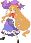  belt chain chains chika_(artist) gourd horns ibuki_suika long_hair looking_at_viewer open_mouth orange_eyes orange_hair simple_background solo touhou very_long_hair white_background wink 