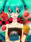  dress flower food fruit fujitsuna green_eyes green_hair hatsune_miku hujitsuna jewelry ring strawberries strawberry vocaloid 
