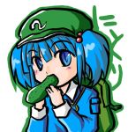  blue_hair c-take_(pixiv) cucumber c~take eating hat kawashiro_nitori lowres touhou twintails 