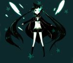  black_hair black_rock_shooter black_rock_shooter_(character) blue_eyes gomimushi midriff navel scar solo twintails 