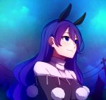  1girl :3 alternate_hair_length alternate_hairstyle animal_ears bangs blue_eyes commentary doremy_sweet english_commentary extra_ears hair_between_eyes long_hair looking_away night no_hat no_headwear outdoors pom_pom_(clothes) power_lines purple_hair smile solo speckticuls tapir_ears touhou upper_body wavy_hair 