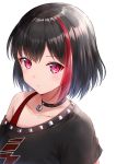  1girl bang_dream! black_hair bob_cut highres mia_(fai1510) mitake_ran multicolored_hair red_eyes redhead short_hair streaked_hair 