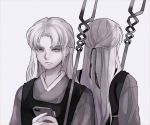  androgynous cellphone grey_eyes hanbok hands_together korean_clothes long_hair looking_at_viewer pale_skin phone staff tower_of_god upper_body vbv1185 very_long_hair white_background white_hair 