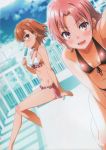  2girls absurdres bikini blush breasts brown_eyes brown_hair eating flower food hair_flower hair_ornament highres ice_cream licking looking_at_viewer misaka_mikoto multiple_girls puma_(hyuma1219) scan short_hair sitting small_breasts solo swimsuit to_aru_kagaku_no_railgun to_aru_majutsu_no_index 