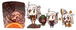  absurdres age_progression bomb braid brown_hair chibi coat craft_essence drooling fate/grand_order fate_(series) green_coat highres l.n lev_lainur_flauros lord_el-melloi_ii_case_files olga_marie_animusphere parody riyo_(lyomsnpmp)_(style) sharp_teeth side_braid style_parody teeth wall-eyed white_hair younger 