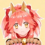  &gt;:( 1girl absurdres animal_ear_fluff animal_ears artist_name artist_request bare_legs bell bell_collar blush cat_paws collar commentary commentary_request detached_sleeves fang fate/grand_order fate_(series) fox_ears fox_girl fox_tail gloves hair_ribbon highres jingle_bell long_hair looking_at_viewer paw_gloves paws pink_hair ponytail red_ribbon ribbon skin_fang solo tail tamamo_(fate)_(all) tamamo_cat_(fate) yellow_eyes 