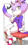  1girl animal_ears argento_(sonicboom53) artist_name blaze_the_cat cat_ears cat_tail crossed_legs forehead_jewel gloves highres looking_away purple_fur purple_hair simple_background sitting solo sonic_the_hedgehog tail yellow_eyes 