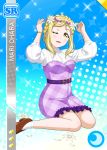  blonde_hair blush character_name love_live!_school_idol_festival love_live!_sunshine!! ohara_mari short_hair smile wink yellow_eyes 