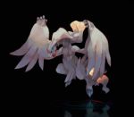  black_background blue_eyes claws commentary creature dragon english_commentary fangs flying full_body gen_5_pokemon legendary_pokemon multiple_sources no_humans pokemon pokemon_(creature) reflection reshiram salanchu simple_background solo 