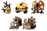  :3 :o blipbug closed_mouth commentary creature dottler english_commentary full_body gen_8_pokemon greedent looking_at_viewer no_humans orbeetle pat_attackerman pokemon pokemon_(creature) simple_background sitting skwovet squirrel white_background 