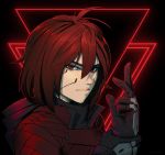  1girl alpyro cyborg gloves glowing lips looking_at_viewer original red_eyes redhead science_fiction short_hair solo tagme 
