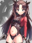  1girl belly commentary commentary_request eniguma. fate/stay_night fate_(series) long_hair looking_at_viewer solo standing toosaka_rin twintails 
