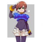  1girl aile bodystocking bodysuit brown_hair closed_mouth covered_navel gloves green_eyes groin highres looking_at_viewer robot_ears rockman rockman_zx sakuraba_(kirsche_x) short_hair shorts smile spandex 
