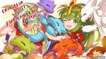  1girl carrot company_name copyright_name dragalia_lost dragon fire_emblem fire_emblem:_mystery_of_the_emblem fire_emblem_heroes green_eyes green_hair holding long_hair official_art one_eye_closed open_mouth pointy_ears tiara tiki_(fire_emblem) 