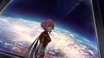  1girl bangs breasts gloves highres pyra_(xenoblade) medium_breasts poteto_(potetosarada123) redhead scenery short_hair sky solo space star_(sky) starry_sky swept_bangs window xenoblade_(series) xenoblade_2 