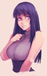  1girl absurdres bangs blunt_bangs breasts carlos_eduardo commentary english_commentary highres hyuuga_hinata large_breasts lips long_hair naruto_(series) purple_hair revision sleeveless solo upper_body violet_eyes 