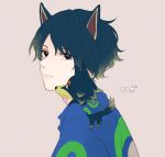  1boy animal_ears blonde_hair blue_hair doubutsu_no_mori furry grey_background highres humanization multicolored_hair personification robo_(doubutsu_no_mori) snnniki solo tail two-tone_hair wolf wolf_ears wolf_tail 