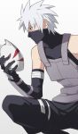  1boy armor facial_mask gloves hatake_kakashi kanata_(loser51) male_focus mangekyou_sharingan mask naruto naruto_(series) ninja red_eyes scar scar_across_eye sharingan short_hair silver_hair solo spiky_hair tagme white_hair younger 