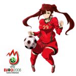  2008 bad_id ball brown_hair clothes_writing europass long_hair original playing_sports portugal smile soccer soccer_ball sport sports_uniform sportswear thigh-highs thighhighs twintails wide_hips 