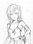  bridal_gauntlets cape cleavage detached_sleeves final_fantasy final_fantasy_iv monochrome rydia sketch solo tsukiyo_rei 