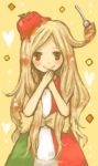  food_themed_clothes fork hair_as_food italy long_hair lowres original pasta-chan smile tomato 
