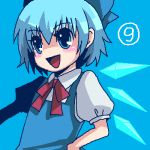  blue_eyes blue_hair bow cirno frafra lowres solo touhou ⑨ 