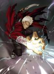  aura battle crazy_eyes fate/stay_night fate_(series) fighting kanshou_&amp;_bakuya ki male male_only mgk968 sword torn_clothes weapon white_hair 