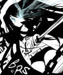  black_rock_shooter black_rock_shooter_(character) blue_eyes date date_hajime midriff navel solo sword twintails weapon 