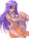  bra bracelet breasts circlet dark_skin dragon_quest dragon_quest_iv earrings jewelry lingerie loincloth long_hair manya midriff ninoko purple_eyes purple_hair smile under_boob underboob underwear violet_eyes 