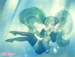  hatsune_miku thighhighs twintails underwater vocaloid wet_clothes yukise_miyu 