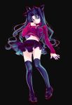  fate/stay_night fate_(series) hair_ribbon hair_ribbons legs long_hair lowres misaki_kurehito ribbon ribbons skirt thigh-highs thighhighs tohsaka_rin toosaka_rin 